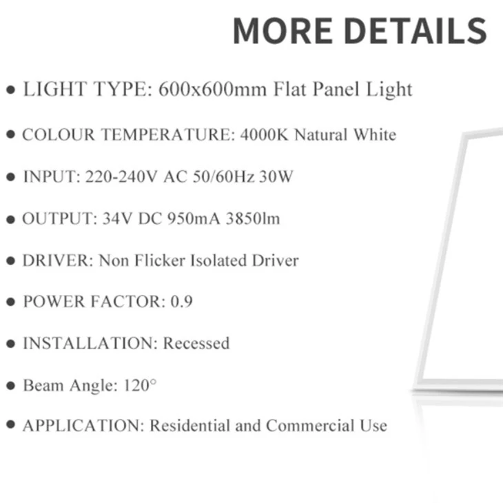 Led Flat Panel Light 100V-277V 7000K